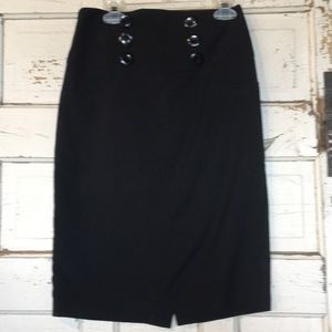 NWOT Black Career Pencil Skirt Retro button style